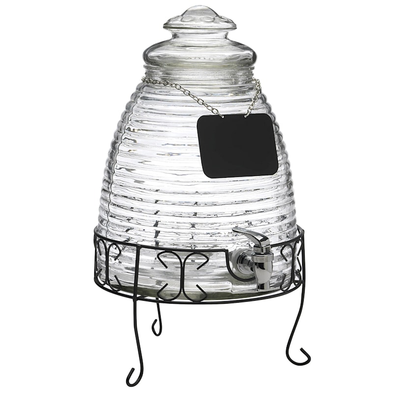 2.3 G Beehive Drink Dispenser/Chalk Board Necklace On A Metal Stand