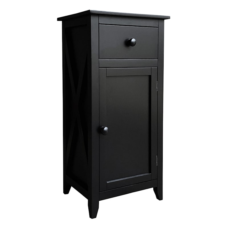 Black One Drawer X-Side Cabinet