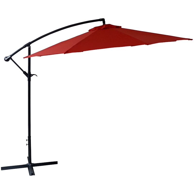 Round Offset Red Outdoor Umbrella, 10'