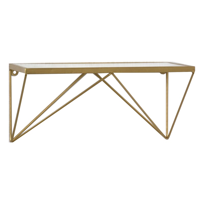 Gold Metal Wall Shelf, 16x7.5