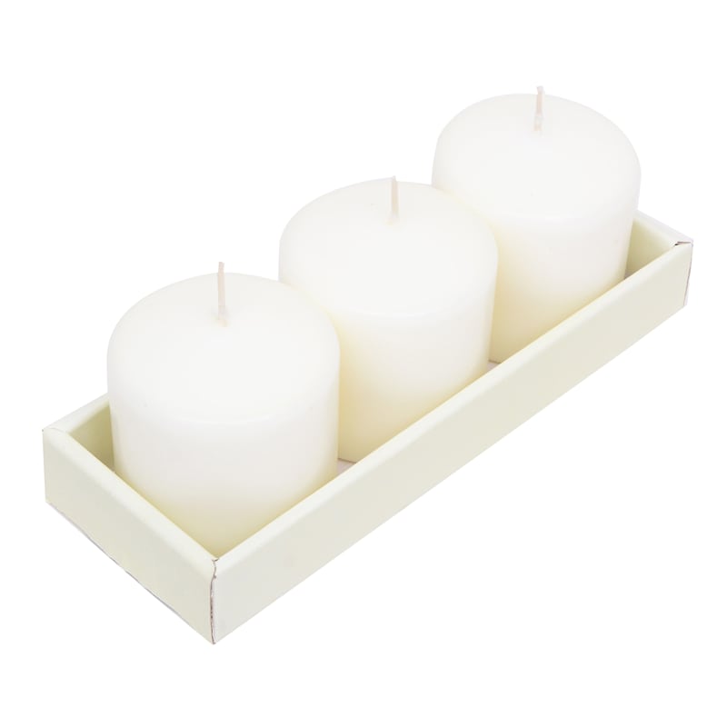 3-Pack Ivory Overdip Unscented Pillar Candles