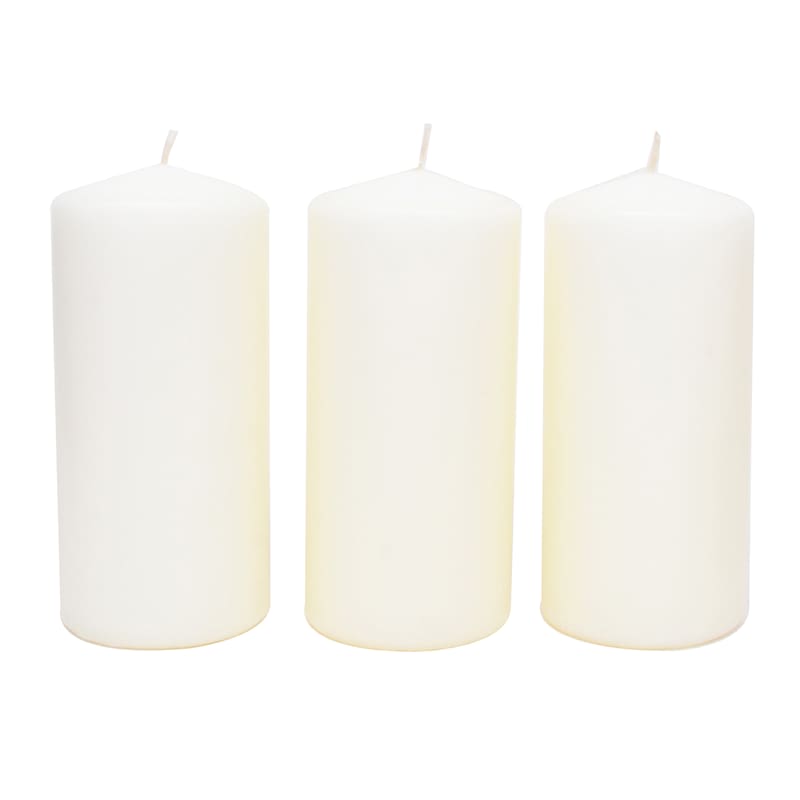 3-Pack Ivory Unscented Overdip Pillar Candles, 5.6"