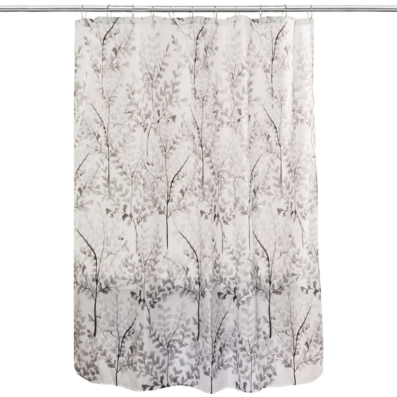 Grey Yin Branches Fabric Shower Curtain, 72"