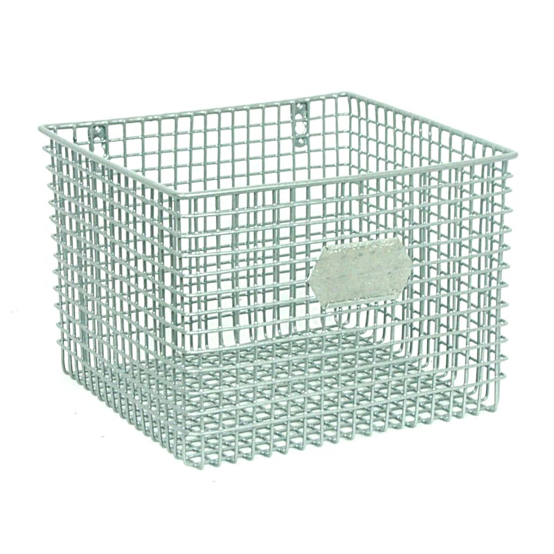 Square Metal Wire Wall Basket, Silver