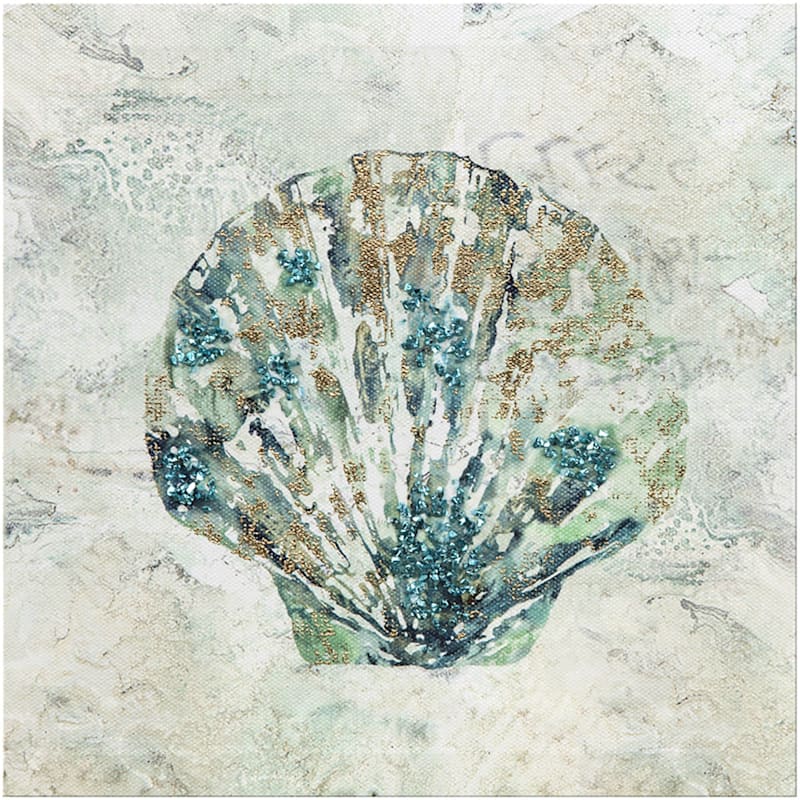 Blue Seashell Canvas Wall Art, 2x8