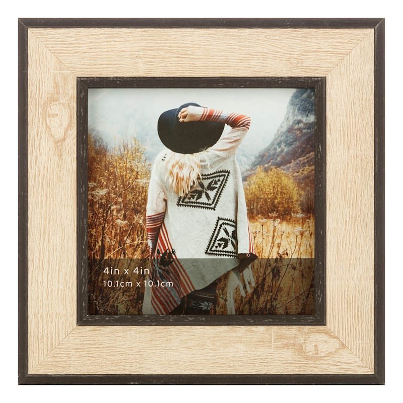 Black & Wood Tabletop Picture Frame, 4"