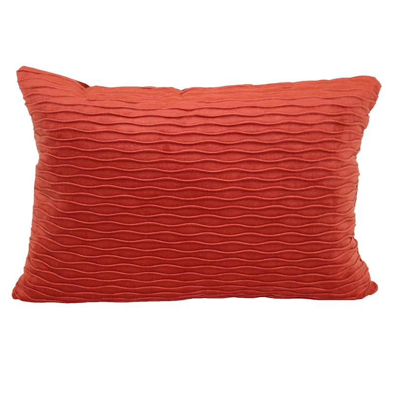 Orange Ripple Textured Plush Throw Pillow, 14x20