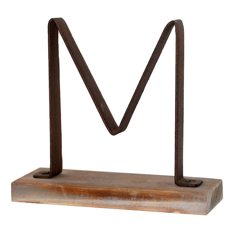 5" Metal & Wood Monogram Table Decor, M