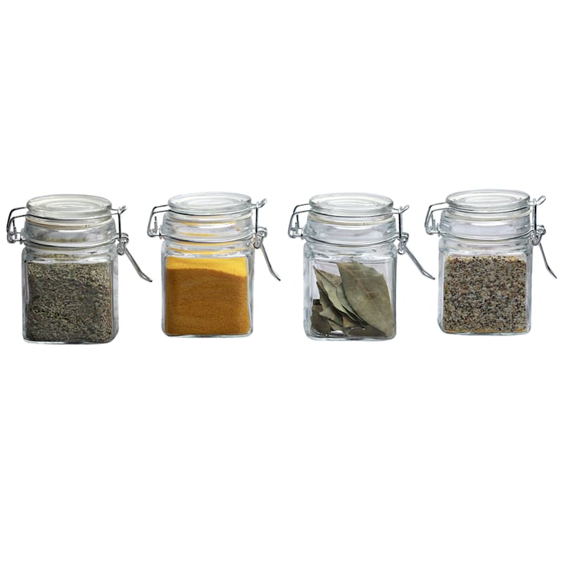 Set of 4 Square Spice Jars, 7.25oz