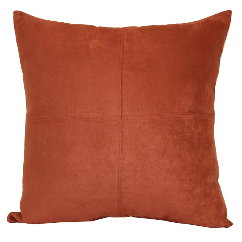 Baked Clay Heavy Faux Suede Oversized Throw Pillow, 24"