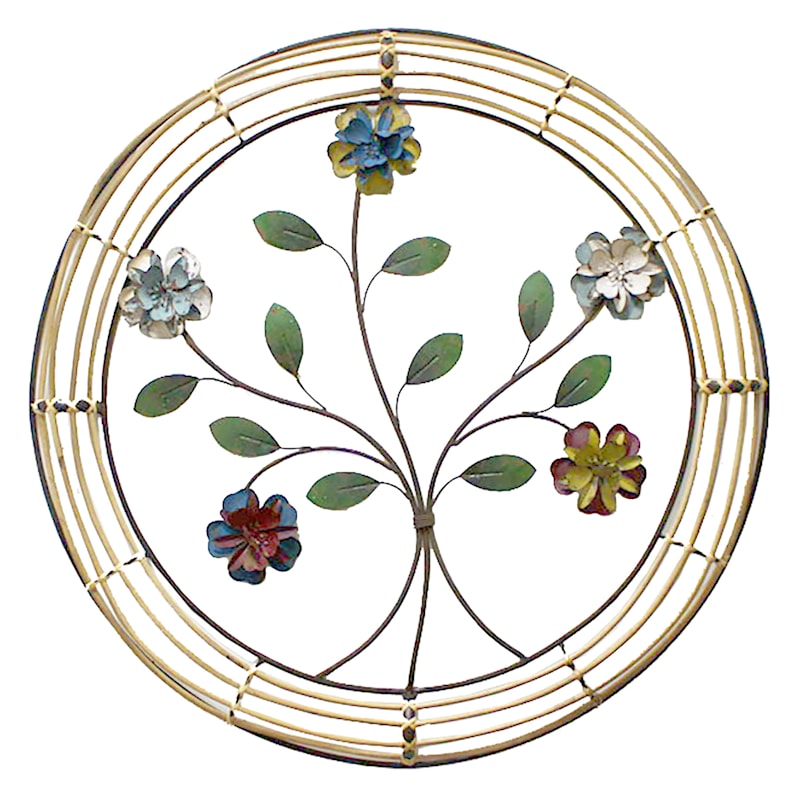 Round Metal Flower Branch Wall Decor, 30"