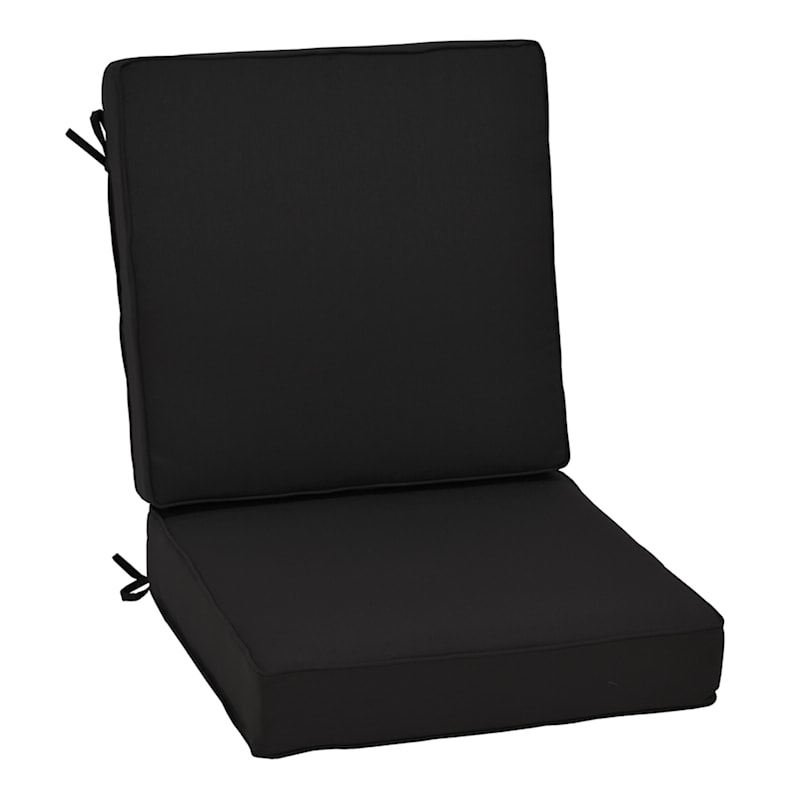 Black Canvas Outdoor Deep Seat 2 Piece, Black Outdoor Cushions