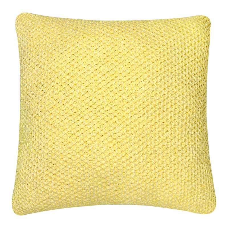 Yellow Chenille Braided Throw Pillow, 18"