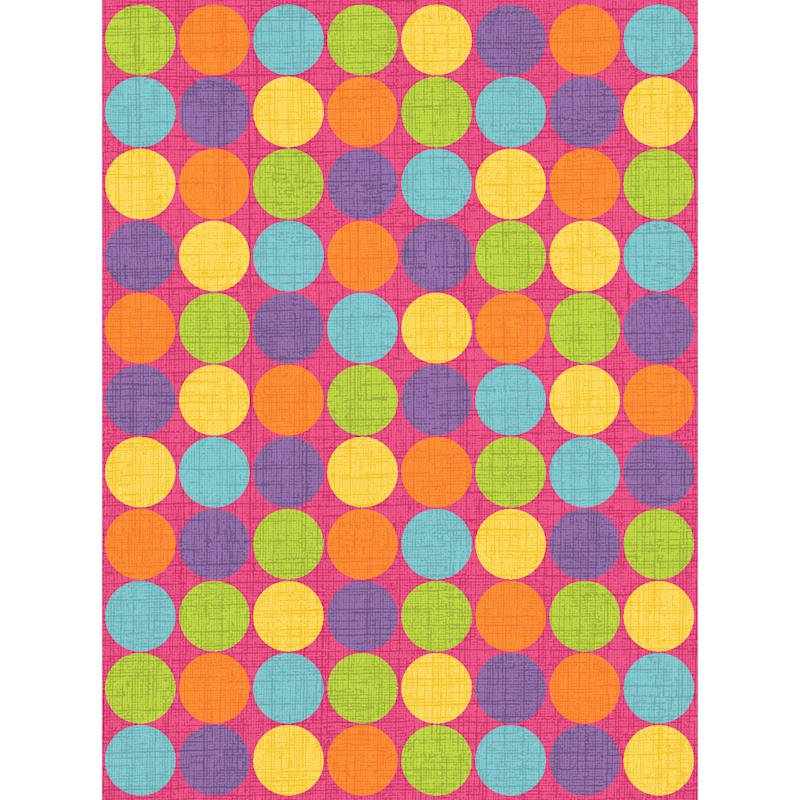 (D103) Gloucester Gumdrop Pink Printed Area Rug With Non-Slip Back, 7x10