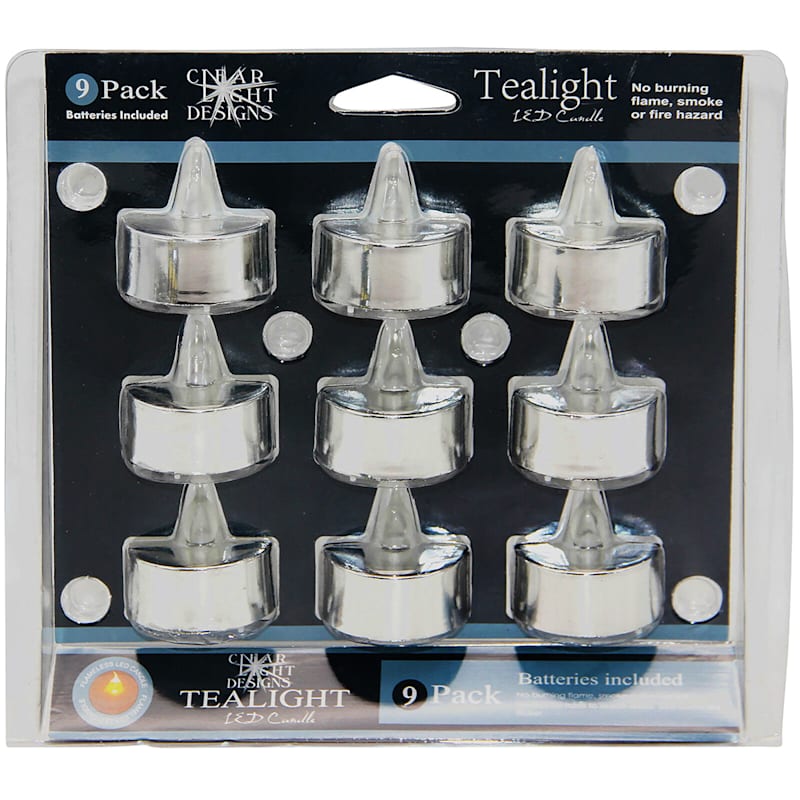 Set Of 9 Plastic Tealights Silver