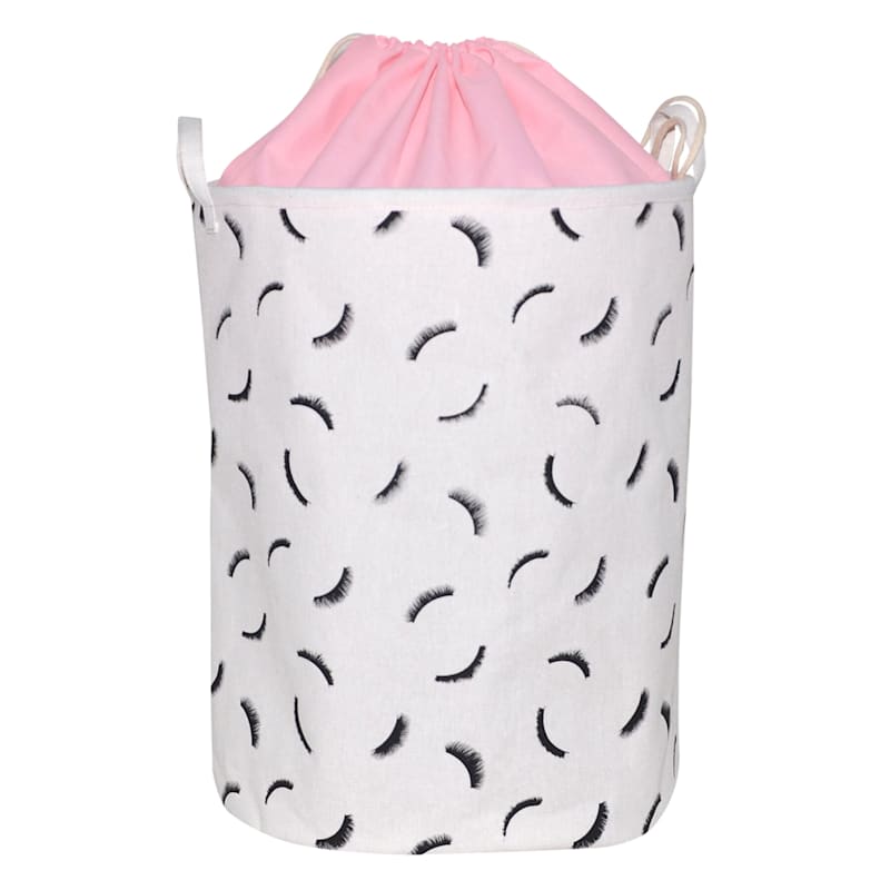 Girl Power Collapsible Laundry Hamper with Drawstring Liner, Pink
