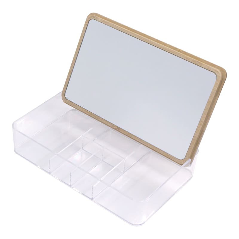 Rectangle Jewelry Organizer with Mirror Bamboo Lid