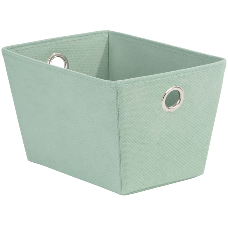 Small Fabric Storage Tote with Grommet Handles, Sage