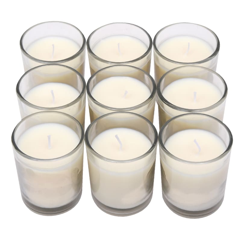 9-Pack Vanilla Ivory Glass Votive Candles