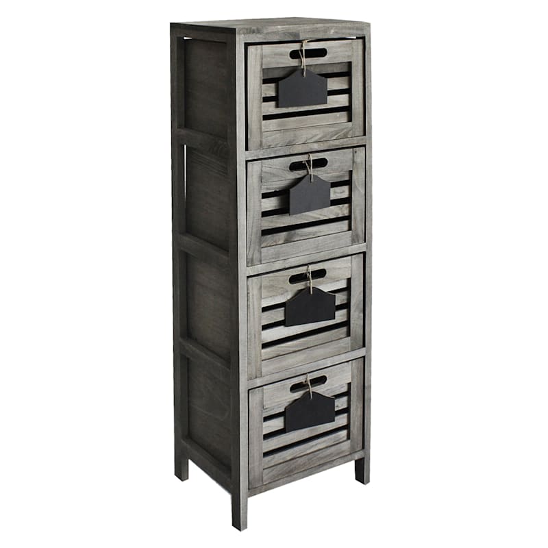 4-Drawer Gray Wooden Cabinet, Large