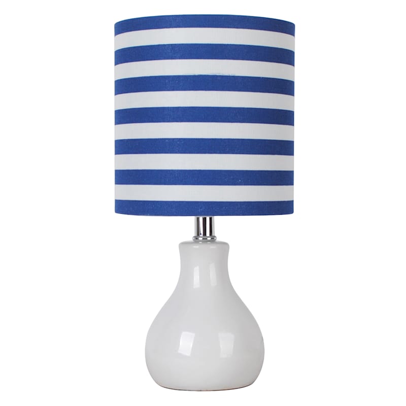Kids' Blue & White Striped Accent Lamp with Shade, 12"