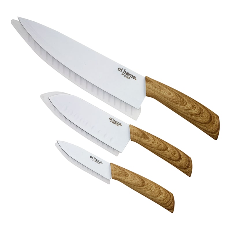 6-Piece Non-Stick Wood Look Knife Set/Blade Covers