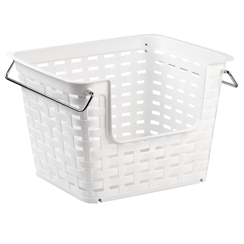 Large Perforated Storage Basket, White