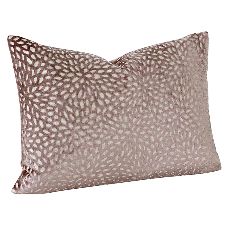 Pink Magnolia Patterned Velvet Throw Pillow, 14x20