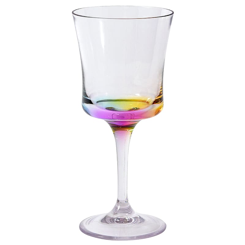 Clear Acrylic with Rainbow Finish Goblet Glass, 10oz