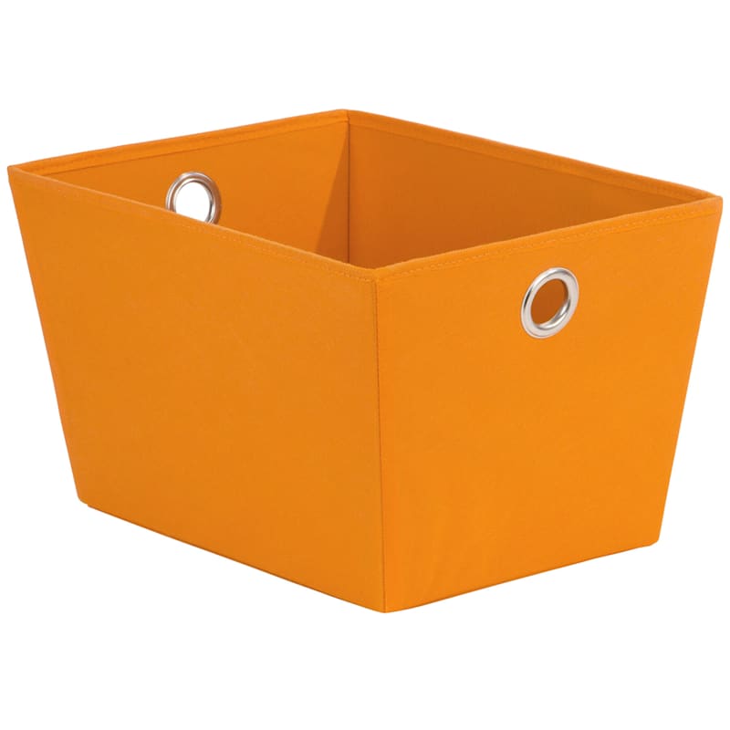 Medium Fabric Storage Tote with Grommet Handles, Orange