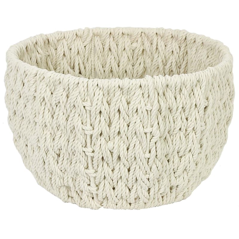 Ivory Cotton Rope Basket, Small