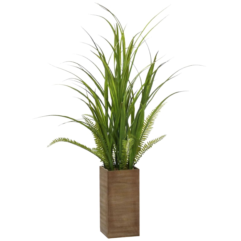 Green Grass Bundle with Wooden Planter, 46"