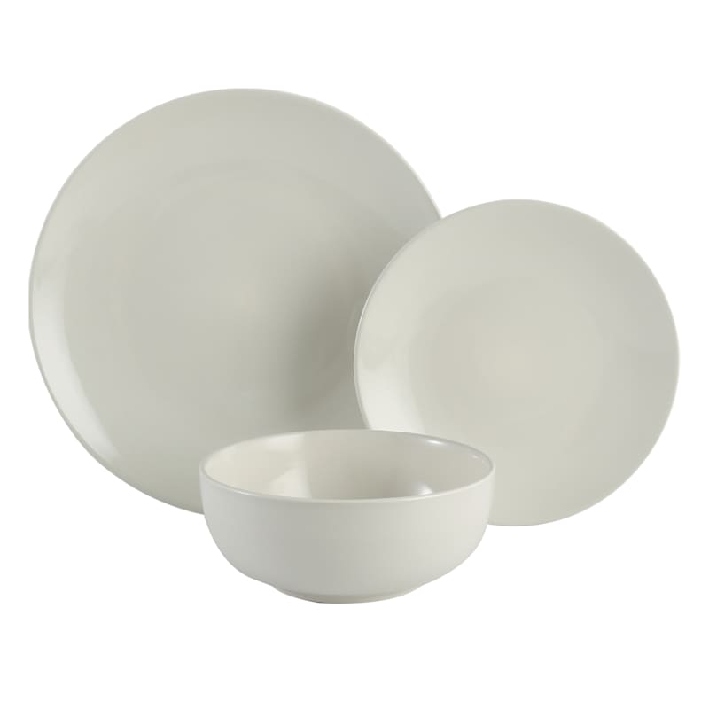 12-Piece Imperial Stoneware Dinnerware Set, Cream