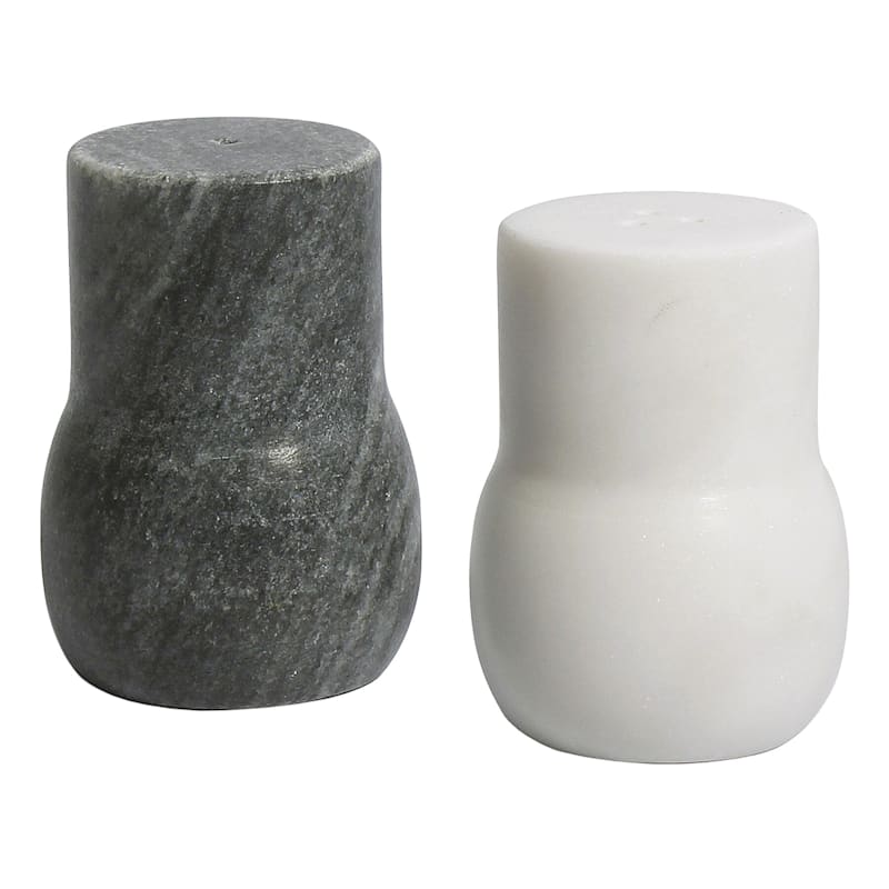 White & Grey Marbled Salt & Pepper Shaker, Set of 2