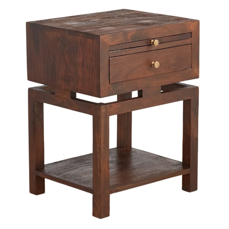 Maddison Chestnut Wood Side Table with Drawer