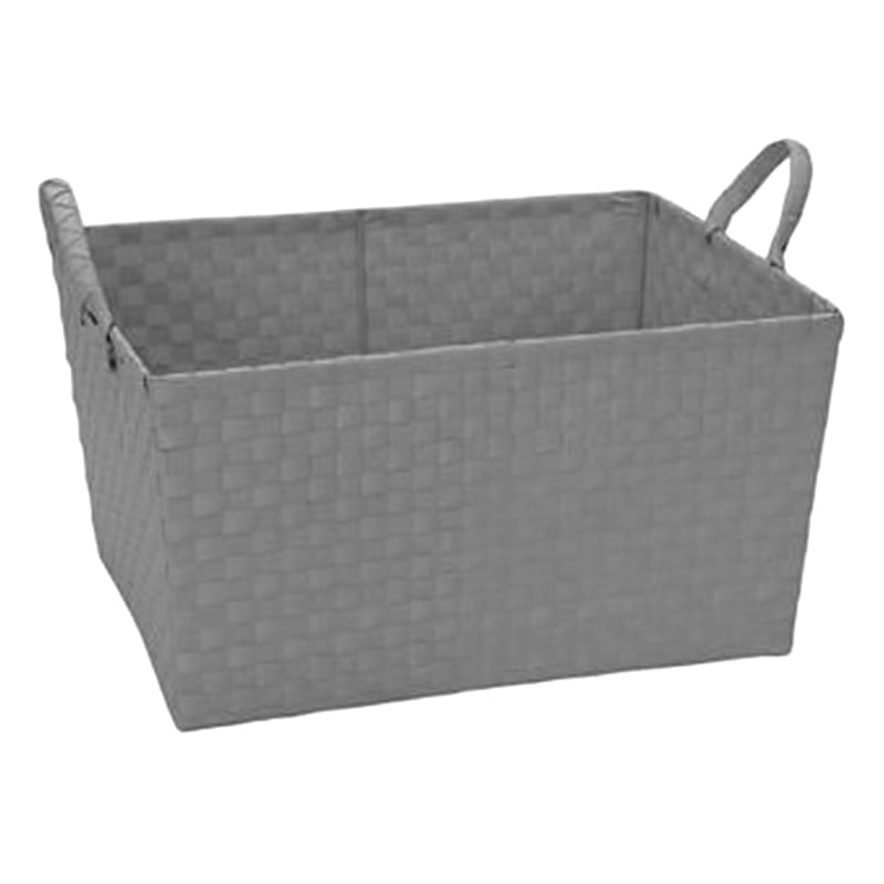 Tapered Ribbon Plastic Basket W/Handle Grey XS