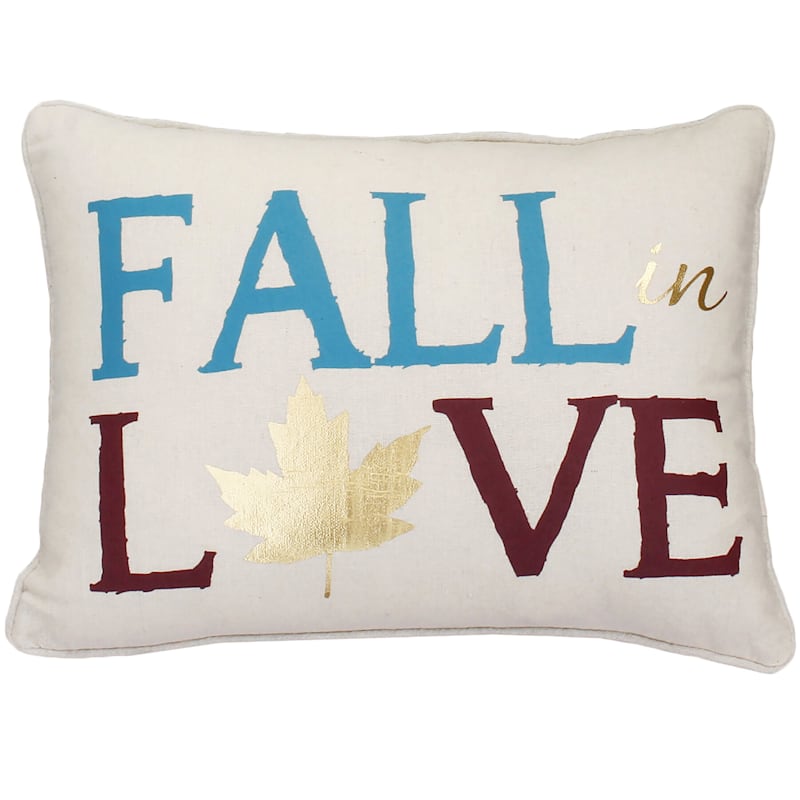 Fall in Love Throw Pillow with Gold Leaf, 18x14