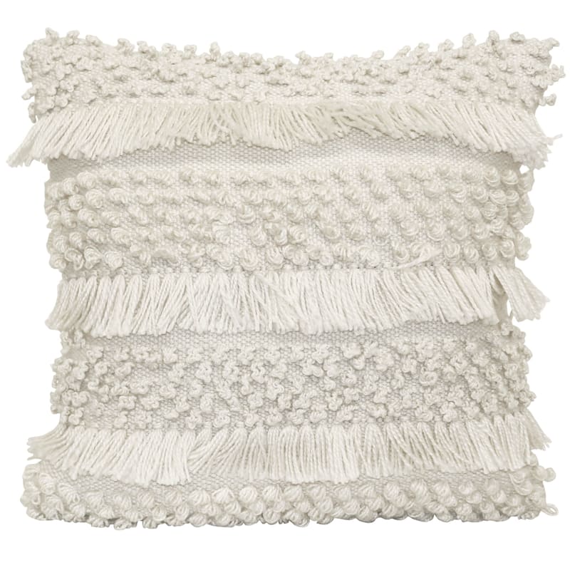 Ty Pennington White Knotted Outdoor Throw Pillow, 18"