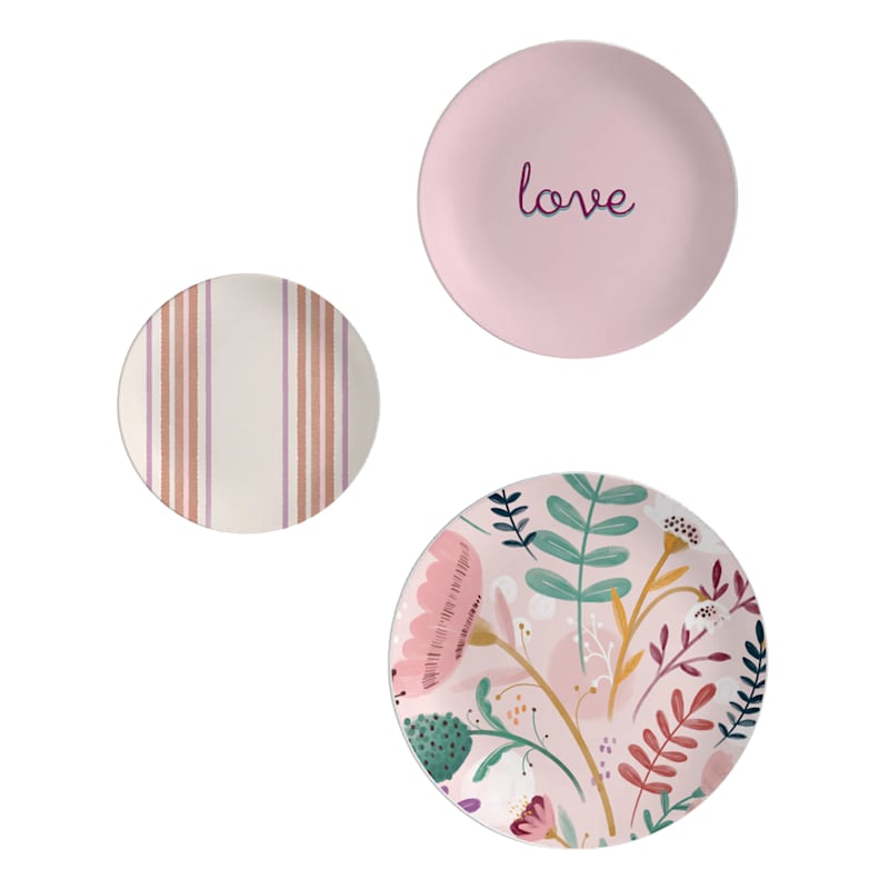 Tracey Boyd 3-Piece Pink Decorative Wall Plate Set, 12"