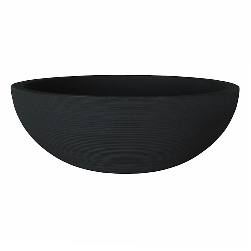 All Weather Proof Black Lead Linea Low & Bowl Planter, 12x35