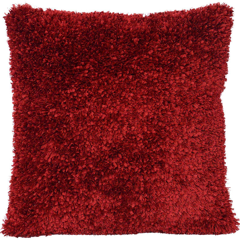 Moove Red Shag Throw Pillow, 24"