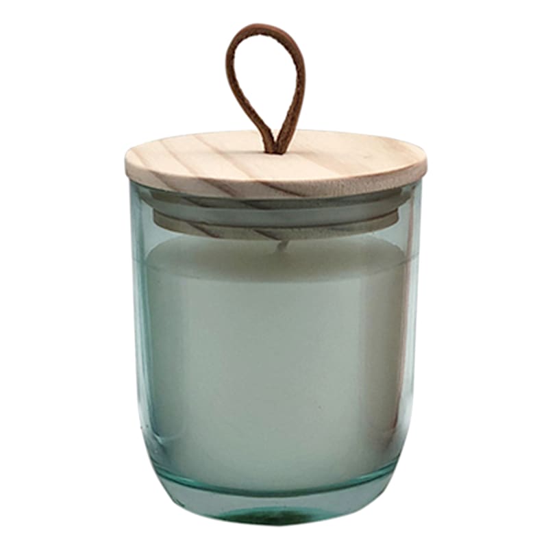 Green Glass Citronella Candle, 3.5"