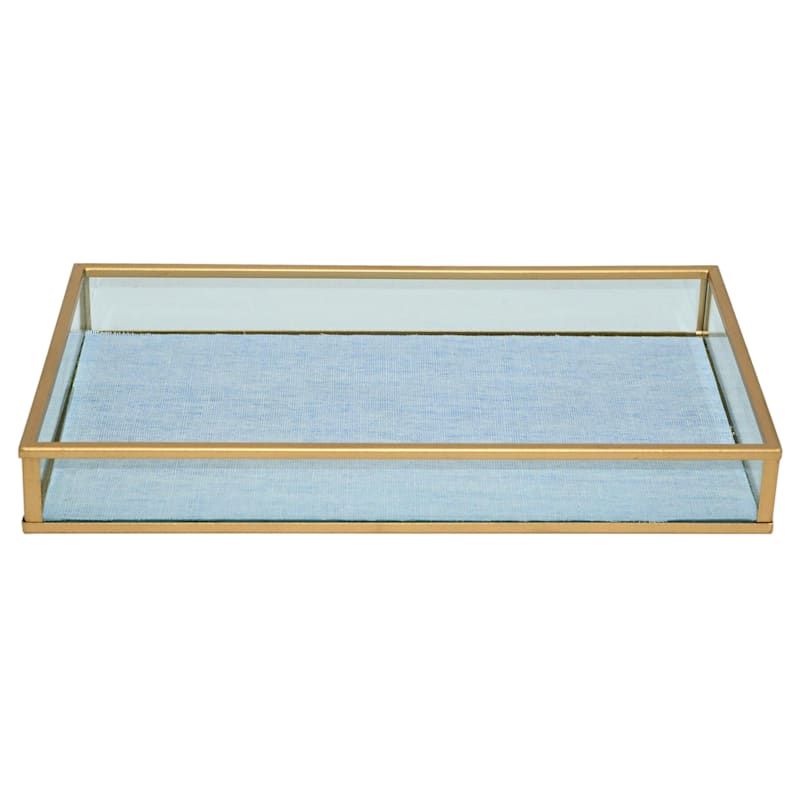 10X6 Glass Tray With Blue Linen At Home