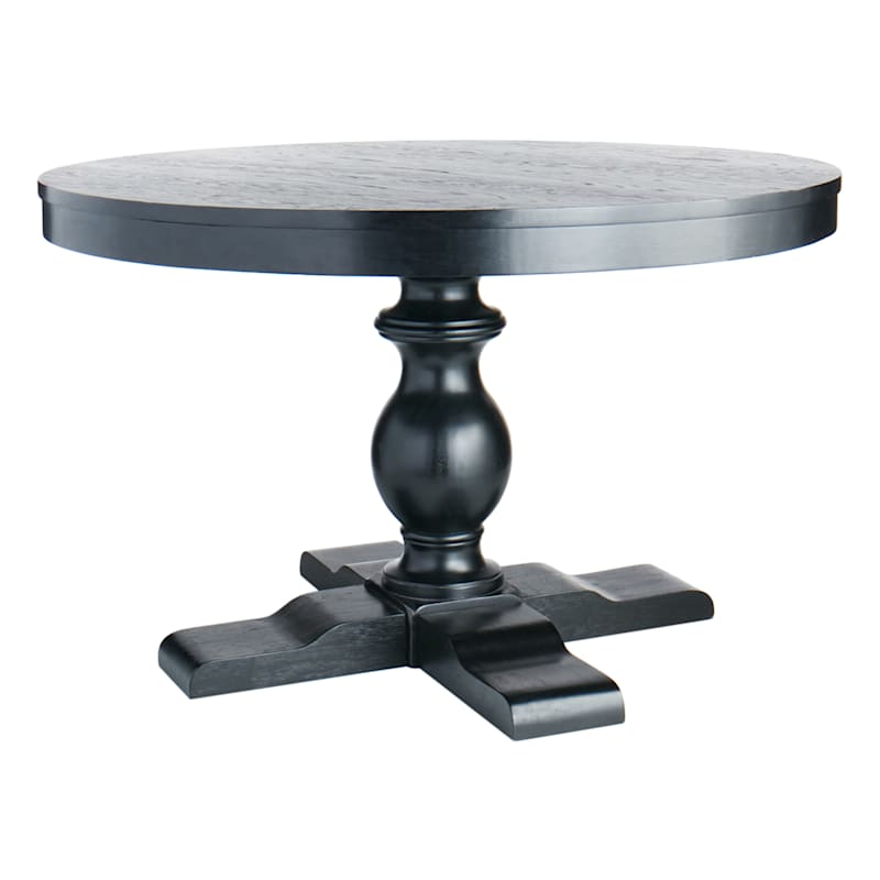 Evening Mist Black Cylinder Base Top, Black Round Table Pedestal Base