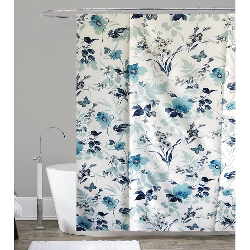 13pc Fl Dream Shower Curtain Set, Blue And Gray Shower Curtain Sets