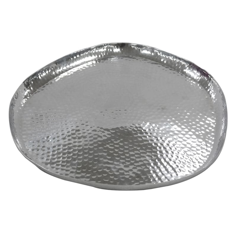 Silver Aluminum Hammered Tray, 14"