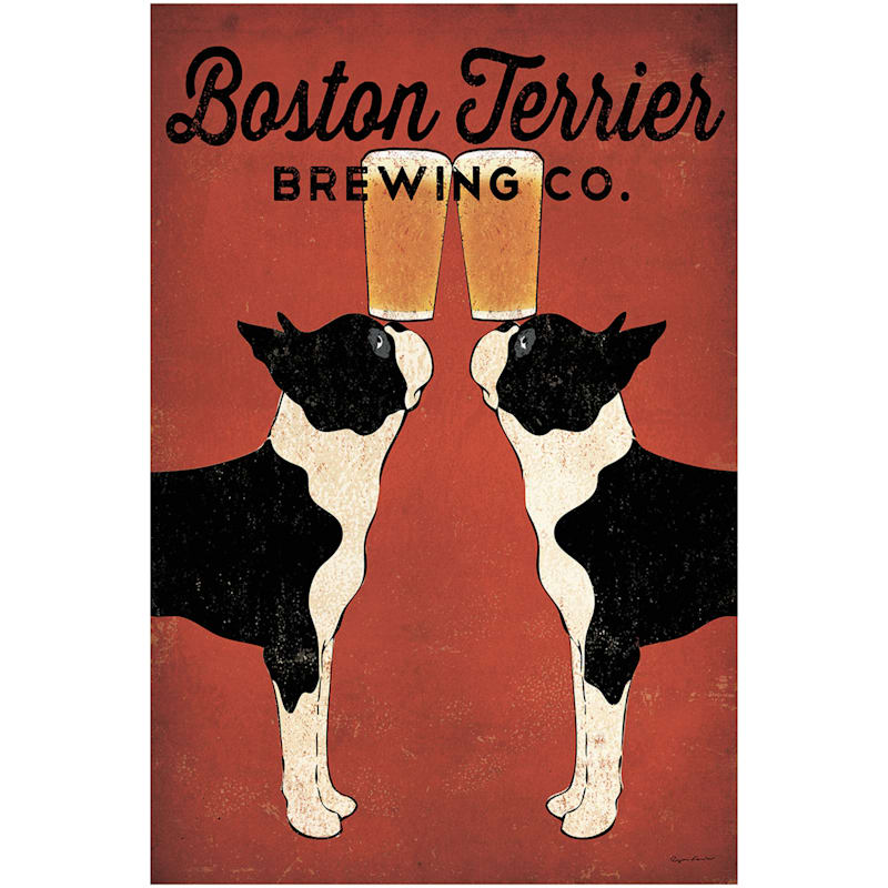24X36 Boston Terrier Brewing Canvas Art