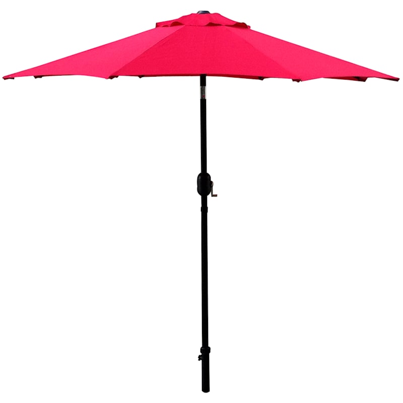 Red Outdoor Crank & Tilt Steel Umbrella, 7.5'