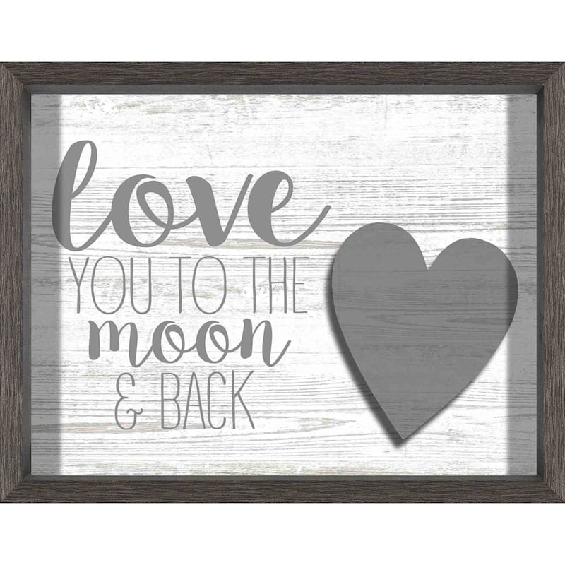 11X14 Love You To The Moon And Back Inverted Wood Box Lifted Heart