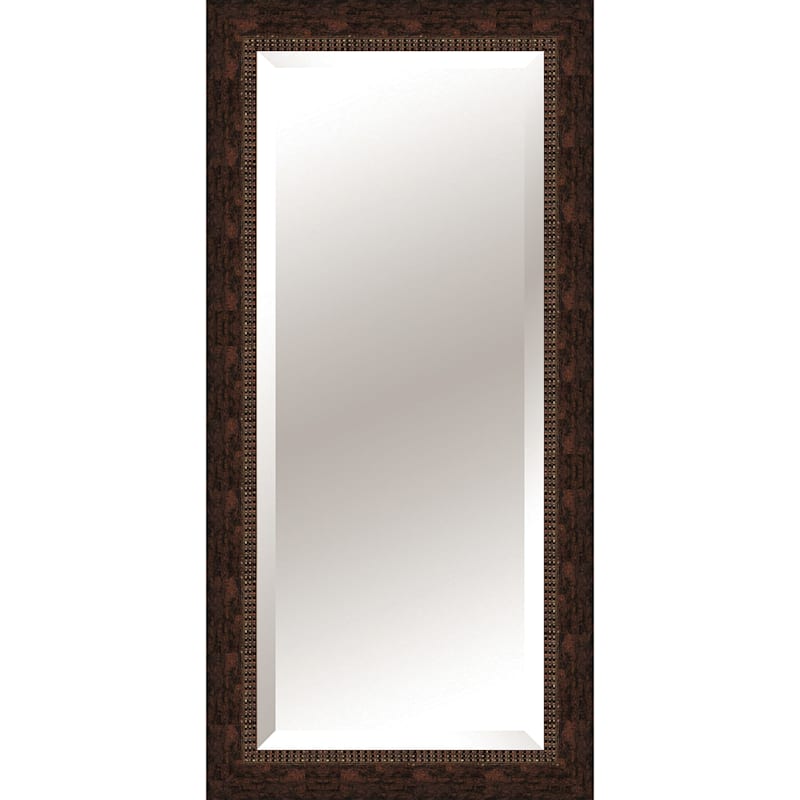 32x68 Rectangle Solid Wood Beaded, Antique Gold Full Length Leaner Mirror